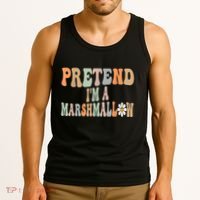 Groovy Funny Easy Lazy Halloween Pretend I'm A Marshmallow Tank Top thumb 3