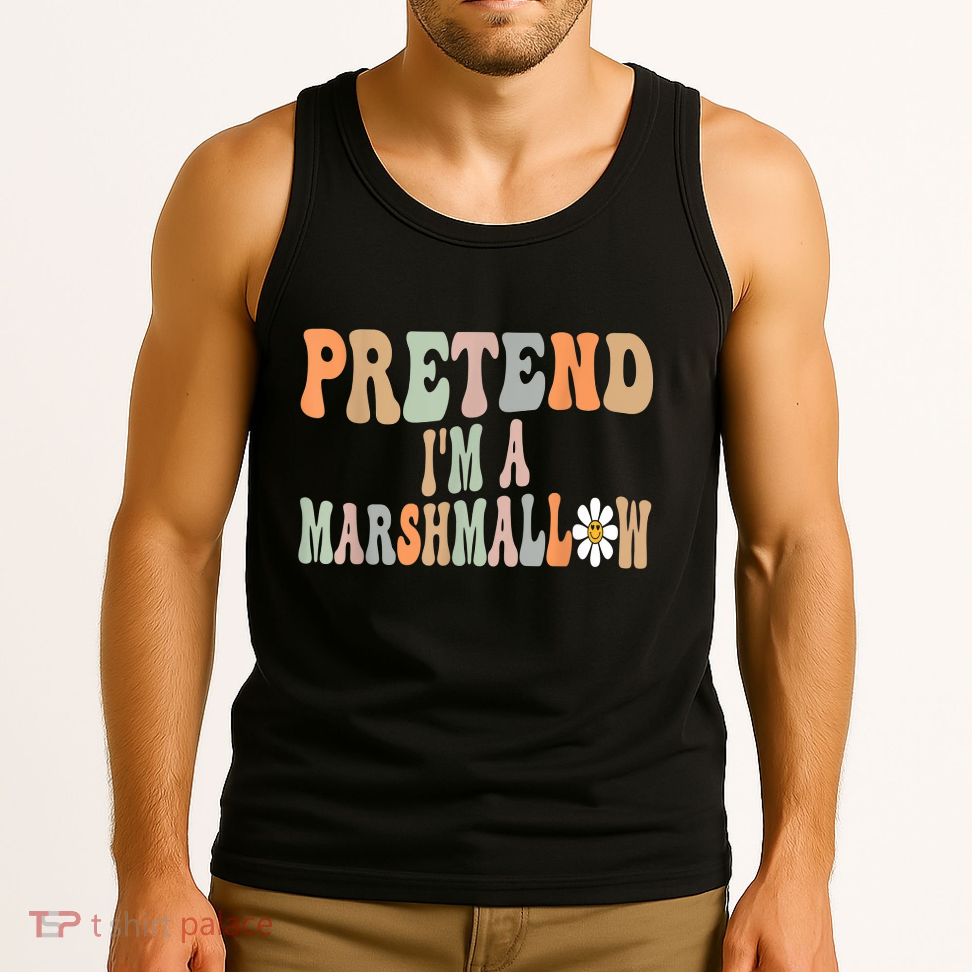 Groovy Funny Easy Lazy Halloween Pretend I'm A Marshmallow Tank Top