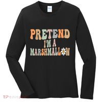 Groovy Funny Easy Lazy Halloween Pretend I'm A Marshmallow Women's Long Sleeve Shirt thumb 0