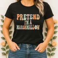 Groovy Funny Easy Lazy Halloween Pretend I'm A Marshmallow Women's T-Shirt thumb 2