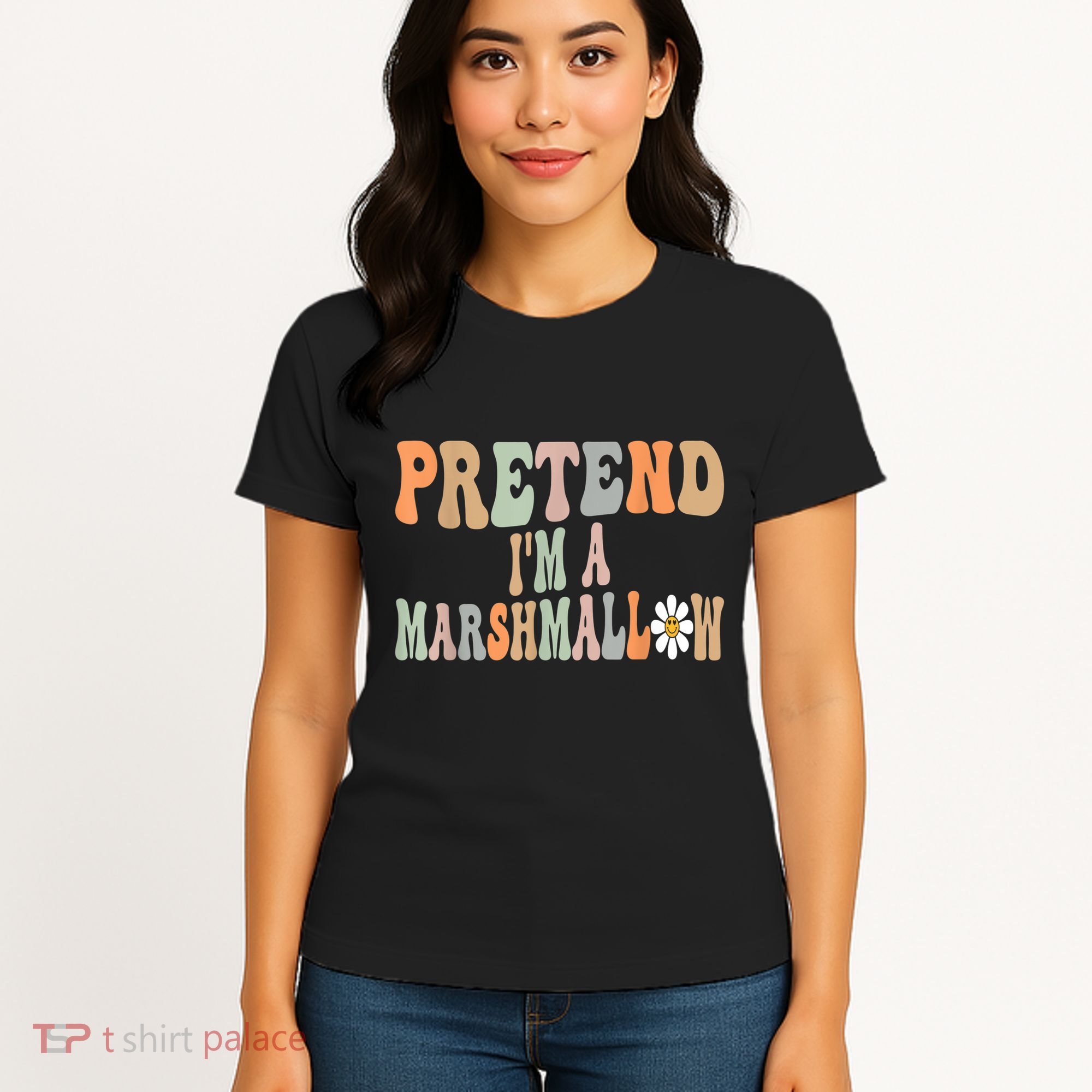 Groovy Funny Easy Lazy Halloween Pretend I'm A Marshmallow Women's T-Shirt