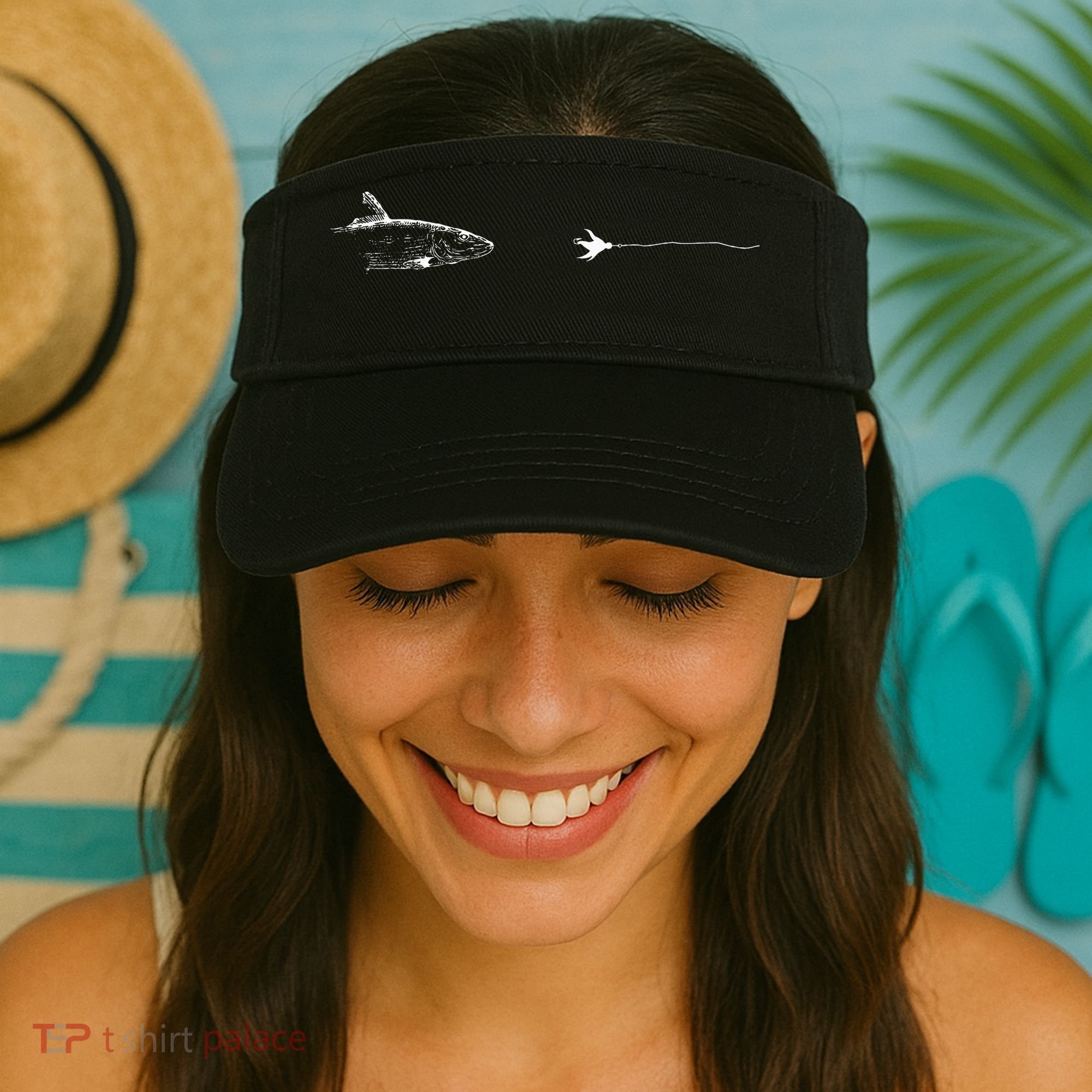 Graphic Fly Fishing Hook Line Fish Bonefish Visor