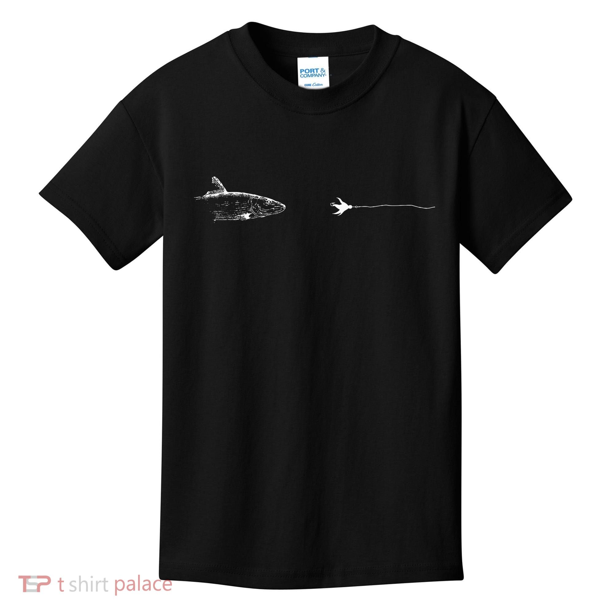 Graphic Fly Fishing Hook Line Fish Bonefish Kids T-Shirt