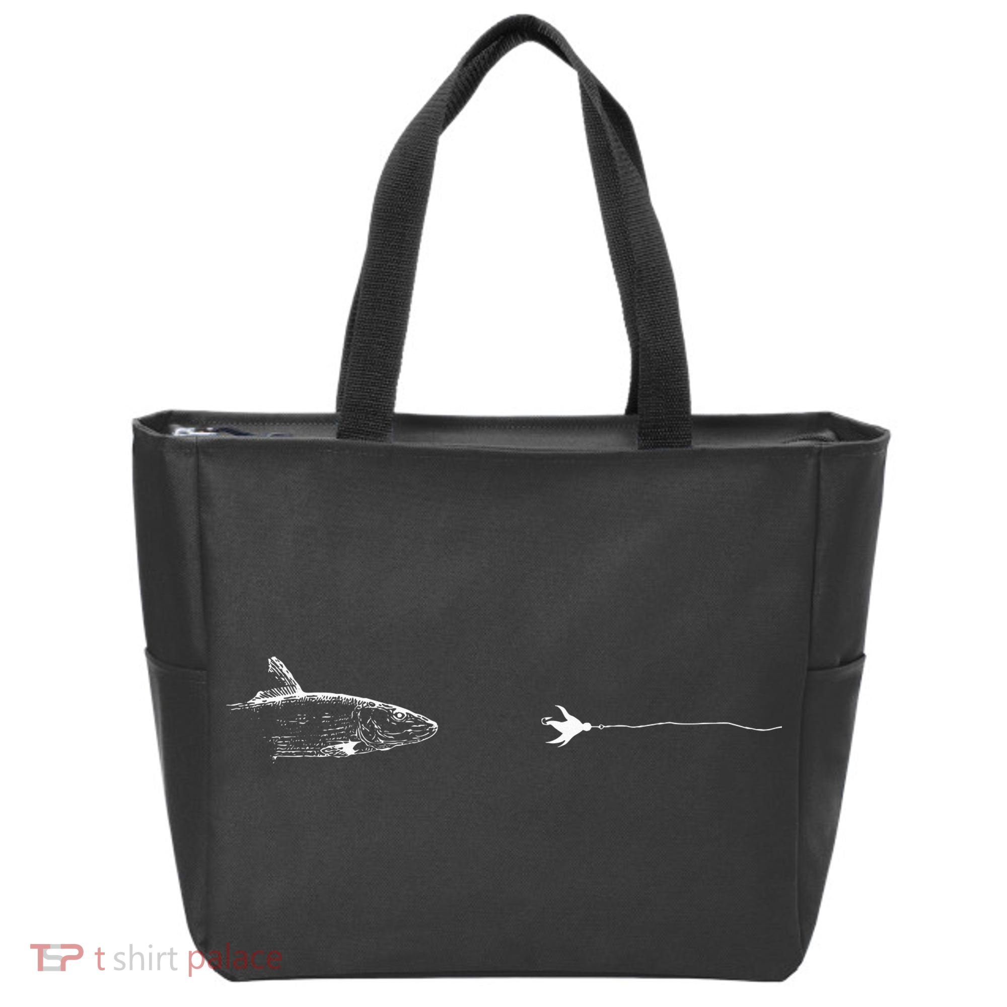 Graphic Fly Fishing Hook Line Fish Bonefish Tote Bag