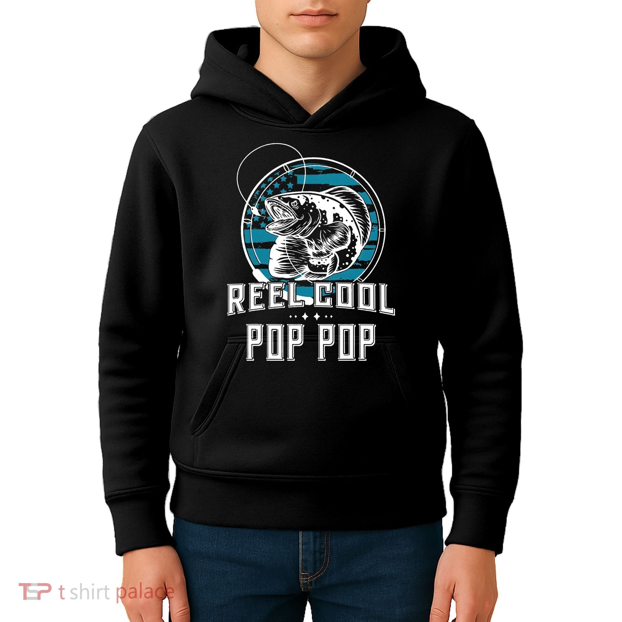Gift For Fathers Day Reel Cool Pop Pop Fishing Kids Hoodie