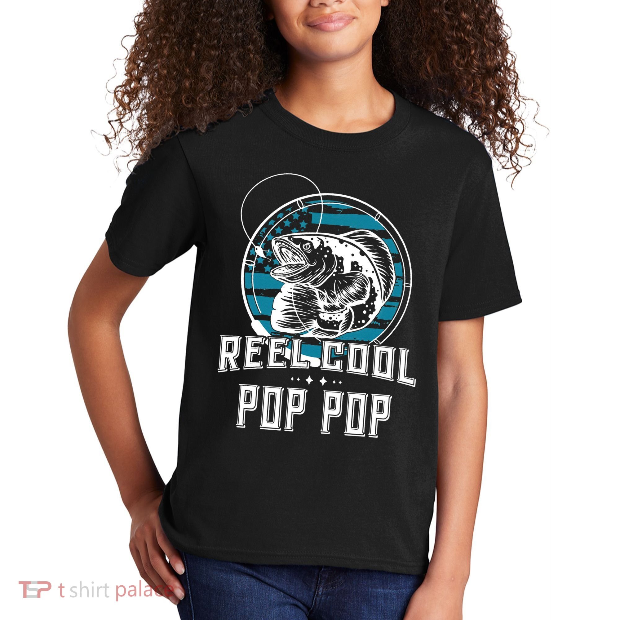 Gift For Fathers Day Reel Cool Pop Pop Fishing Kids T-Shirt