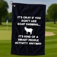 Goat Farmer Funny Smart Goat Farming Gift Golf Towel thumb 1
