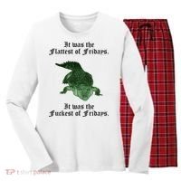 Gator Flat Fuck Friday's Funny Women's Long Sleeve Flannel Pajama Set  thumb 0