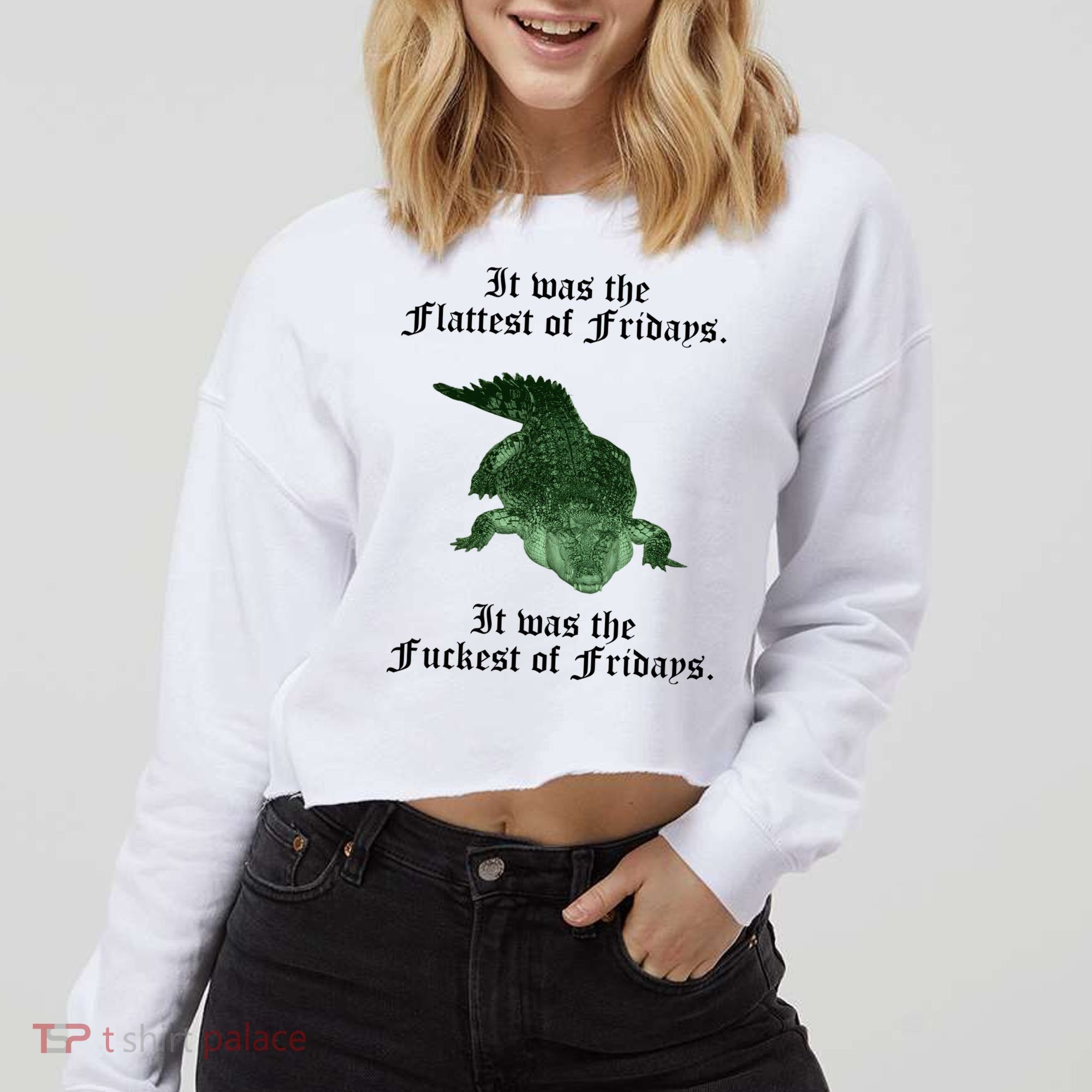 Gator Flat Fuck Friday's Funny Cropped Pullover Crew