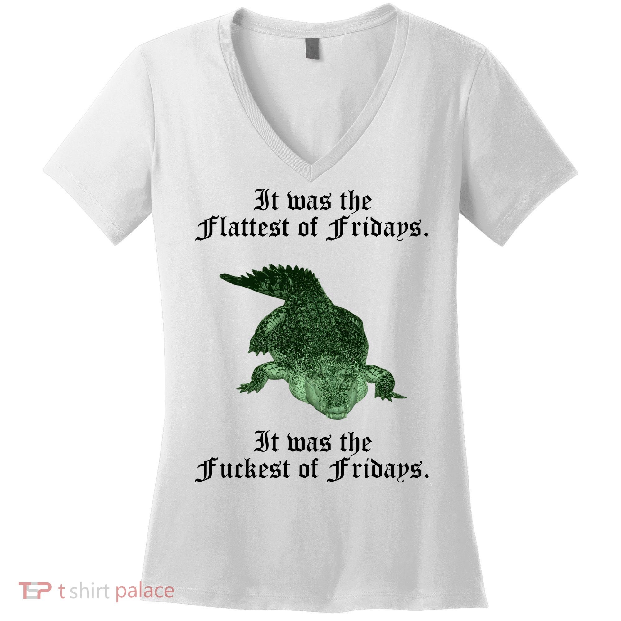 Gator Flat Fuck Friday's Funny Women's V-Neck T-Shirt