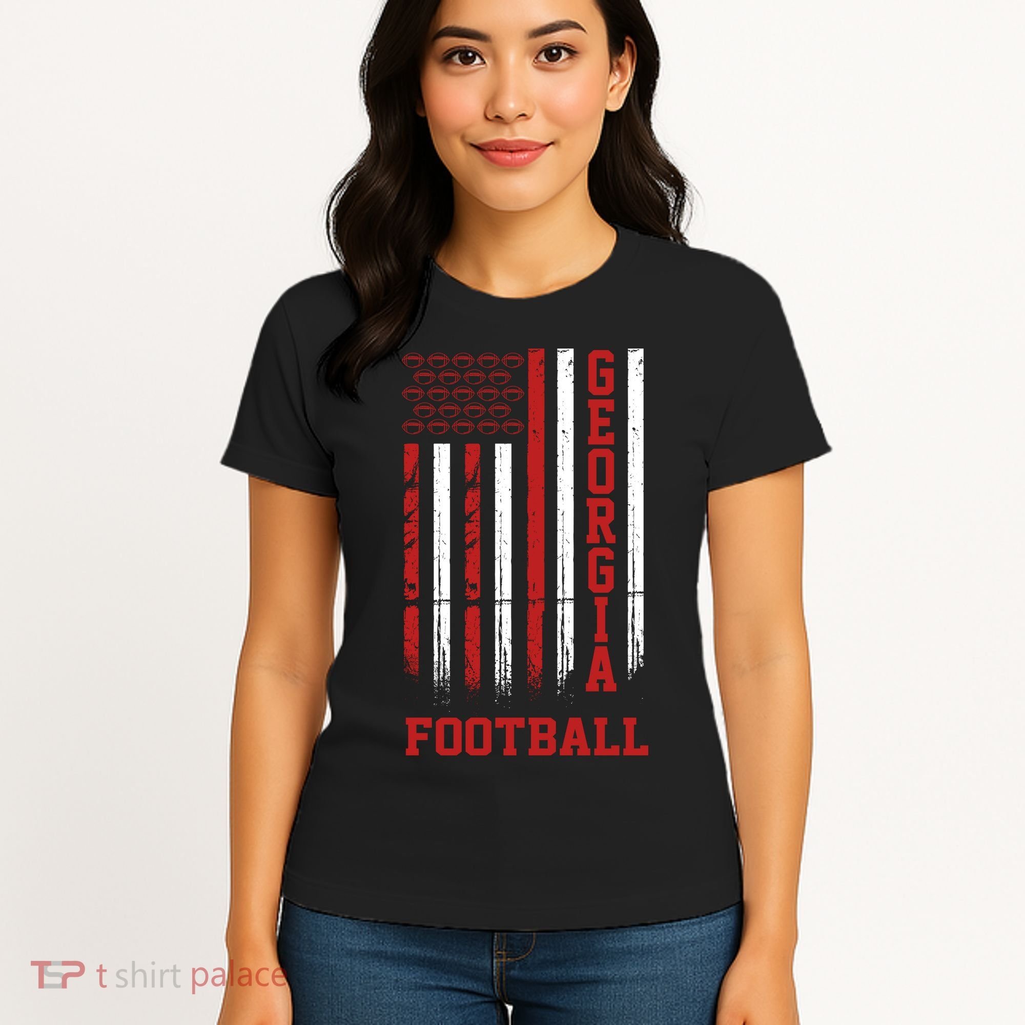 Georgia Football Fan American Flag Women's T-Shirt
