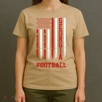Georgia Football Fan American Flag T-Shirt thumb 4