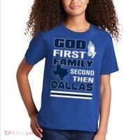 God First Family Second Then Dallas. Dallas Lovers Oufit Kids T-Shirt thumb 2