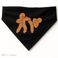 Gingerbread Fight Funny Holiday USA-Made Doggie Bandana thumb 0