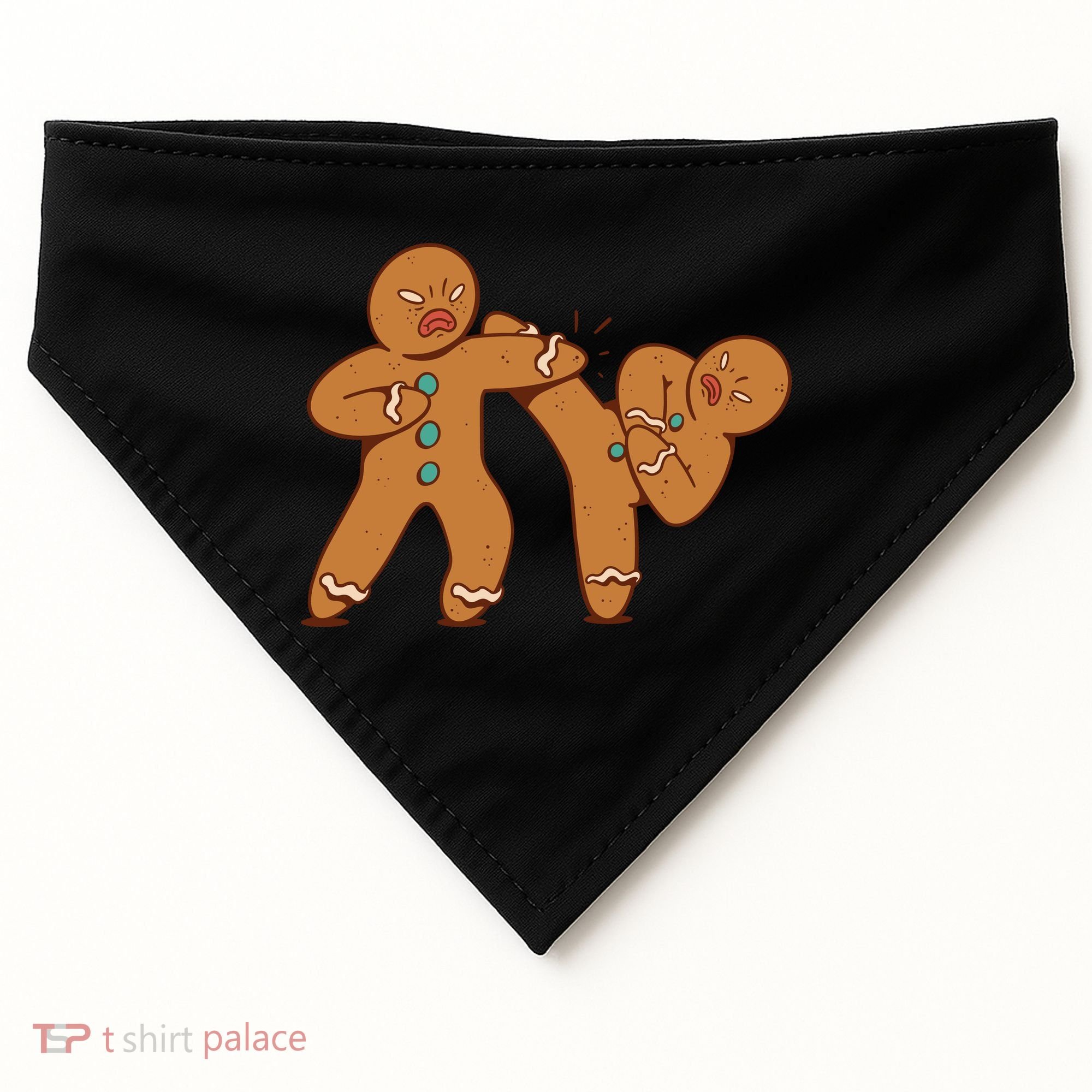 Gingerbread Fight Funny Holiday USA-Made Doggie Bandana