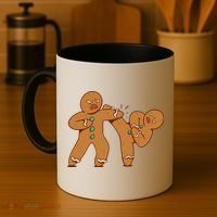 Gingerbread Fight Funny Holiday Coffee Mug thumb 4