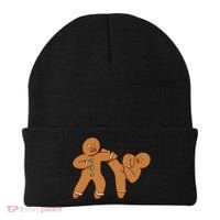 Gingerbread Fight Funny Holiday Beanie thumb 0