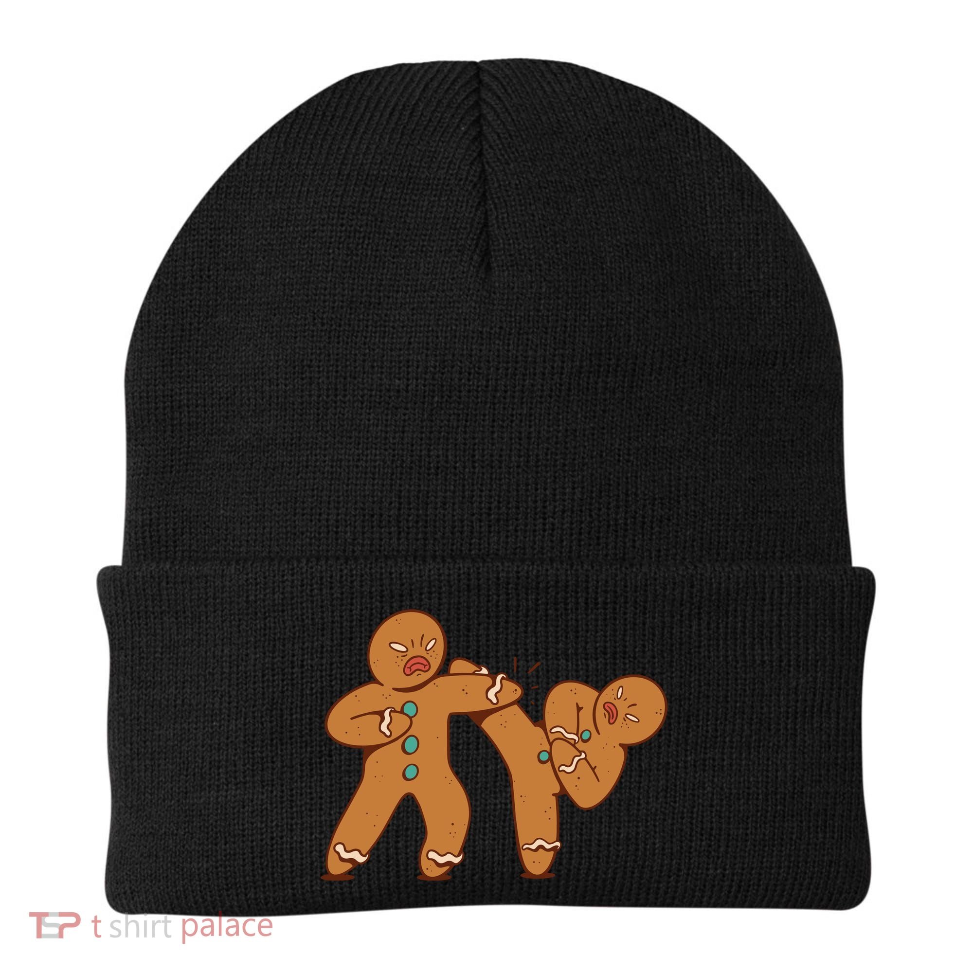 Gingerbread Fight Funny Holiday Beanie