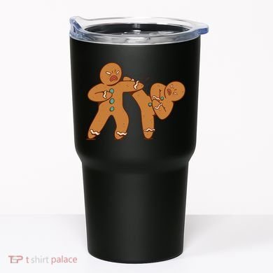 Gingerbread Fight Funny Holiday Tumbler