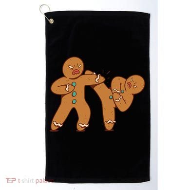 Gingerbread Fight Funny Holiday Golf Towel