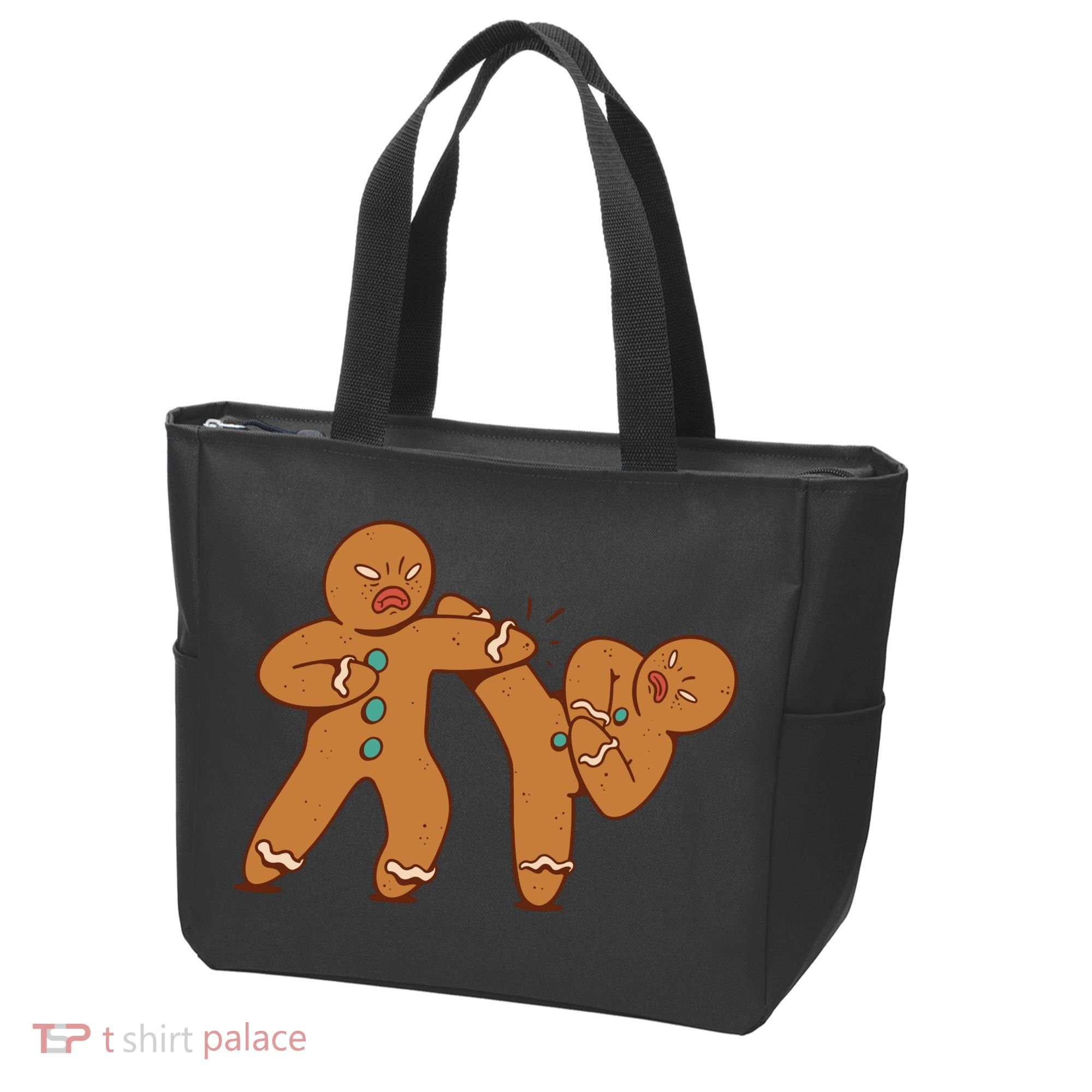 Gingerbread Fight Funny Holiday Tote Bag