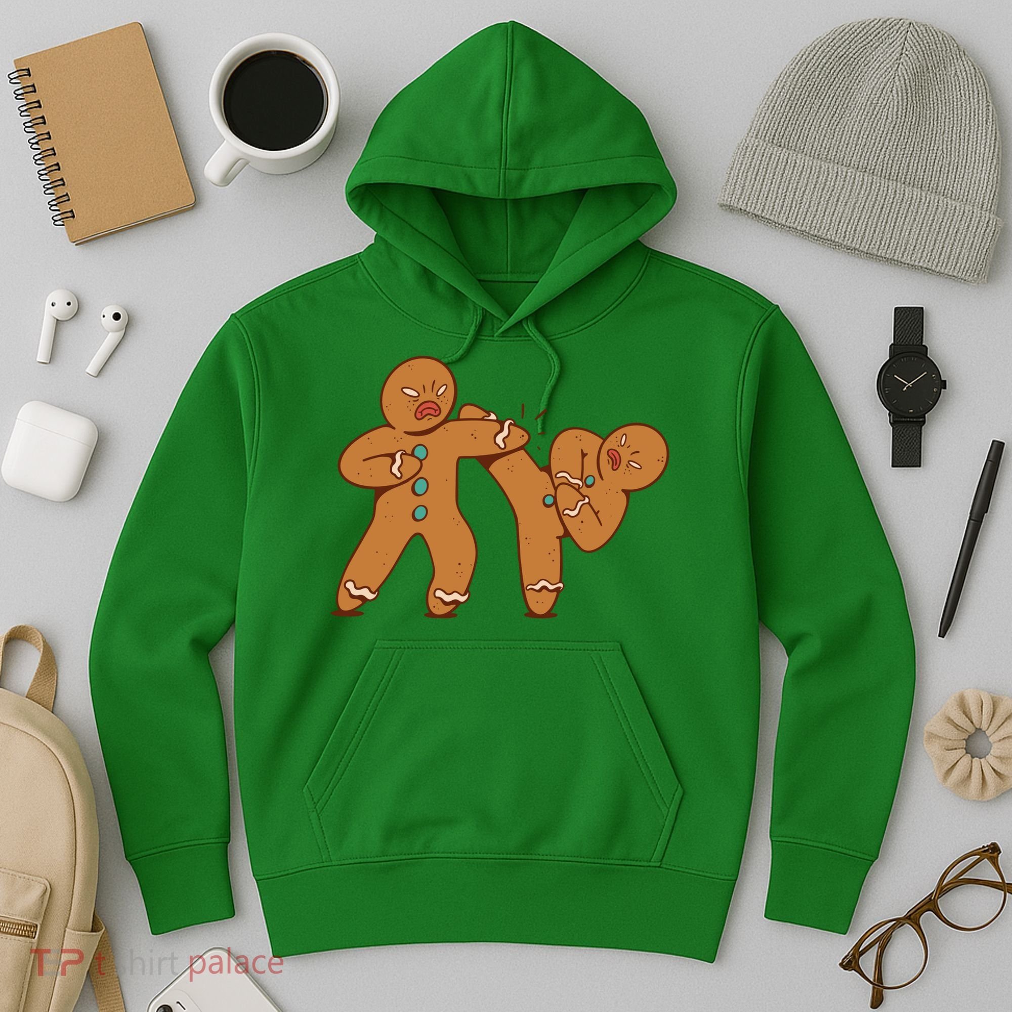 Gingerbread Fight Funny Holiday Hoodie