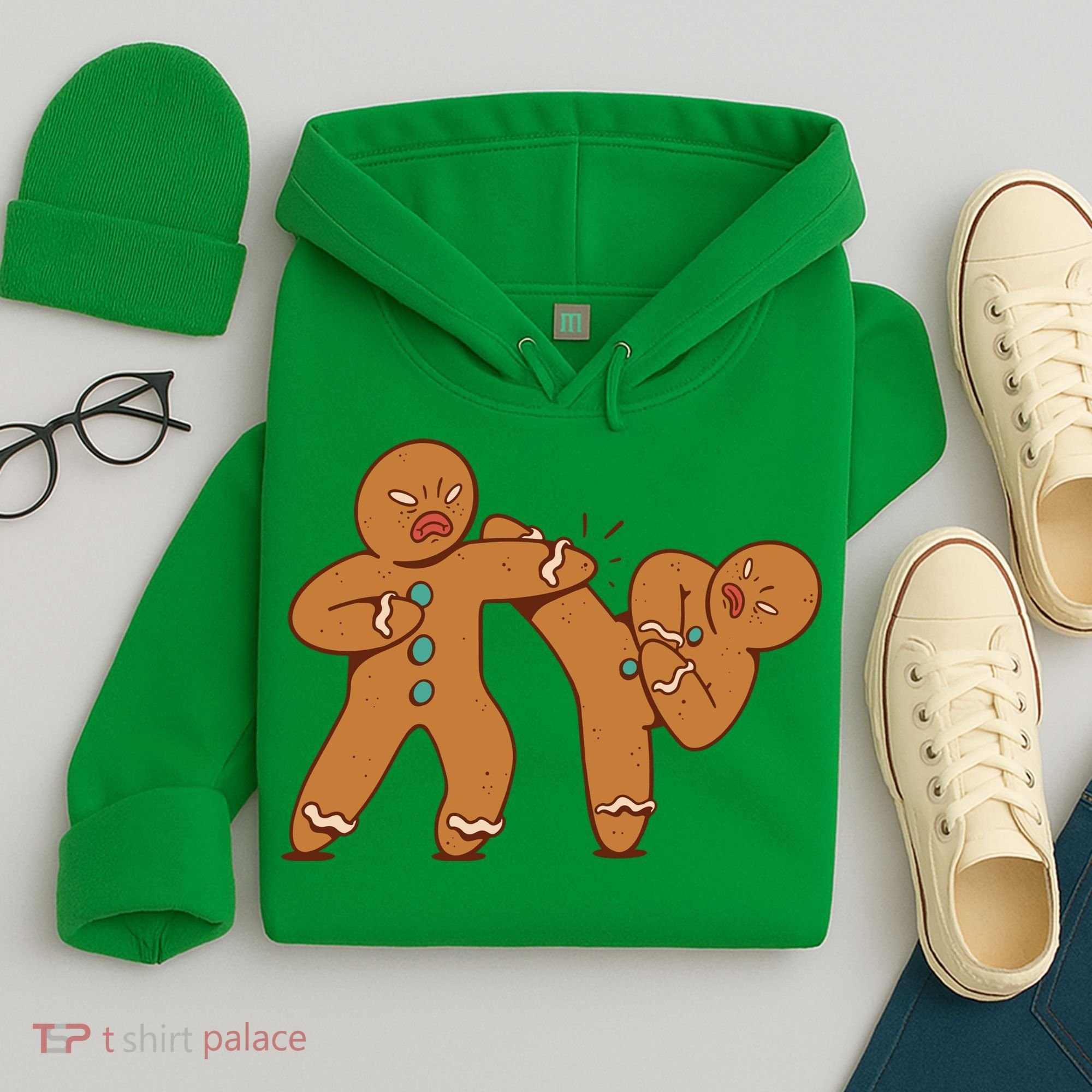 Gingerbread Fight Funny Holiday Hoodie