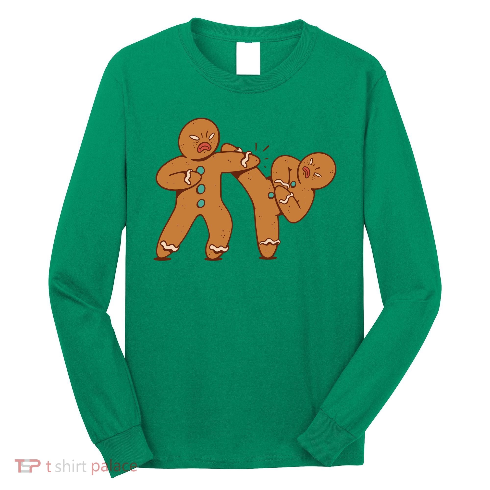 Gingerbread Fight Funny Holiday Long Sleeve Shirt