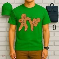 Gingerbread Fight Funny Holiday T-Shirt thumb 6