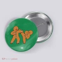 Gingerbread Fight Funny Holiday Button thumb 0