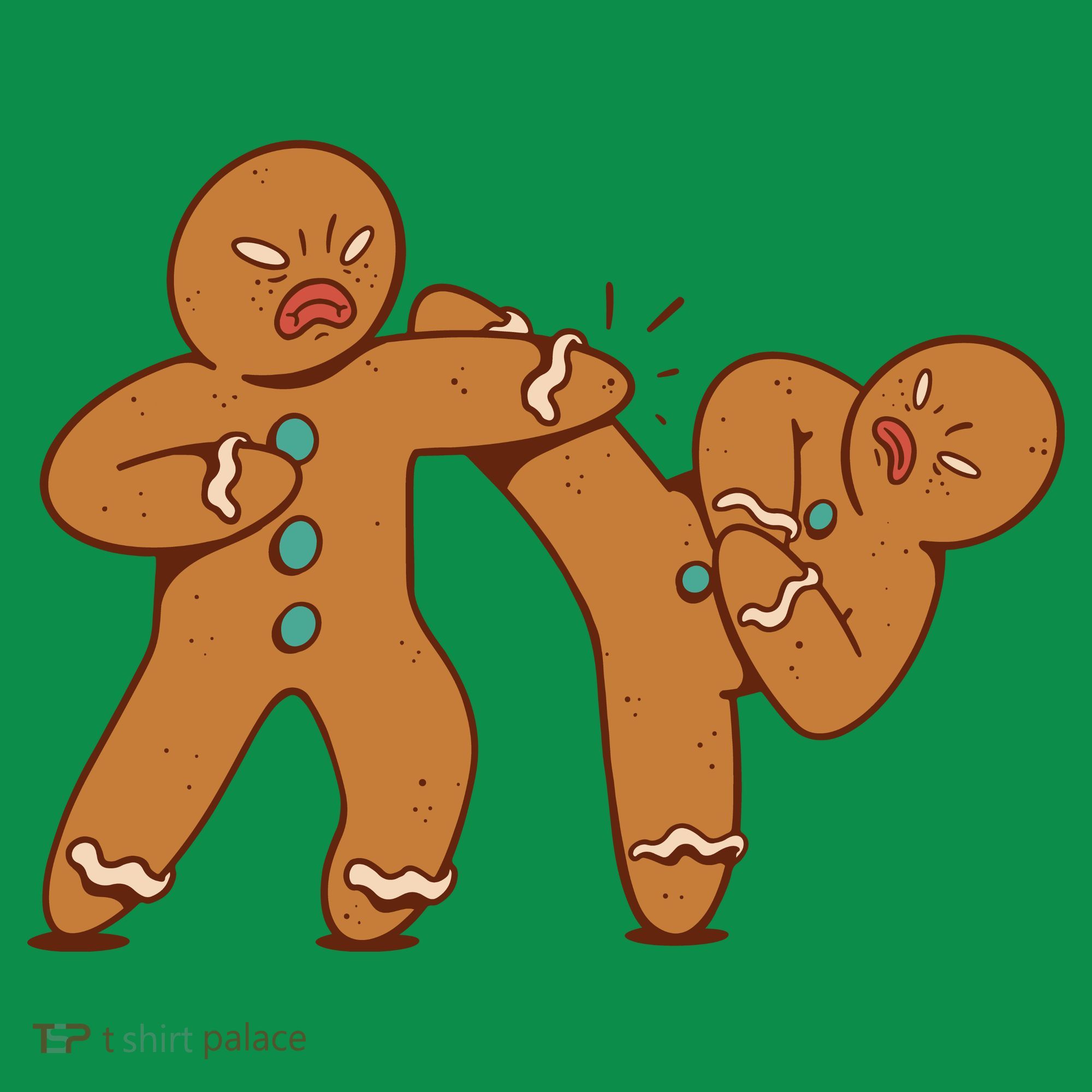 Gingerbread Fight Funny Holiday Polo