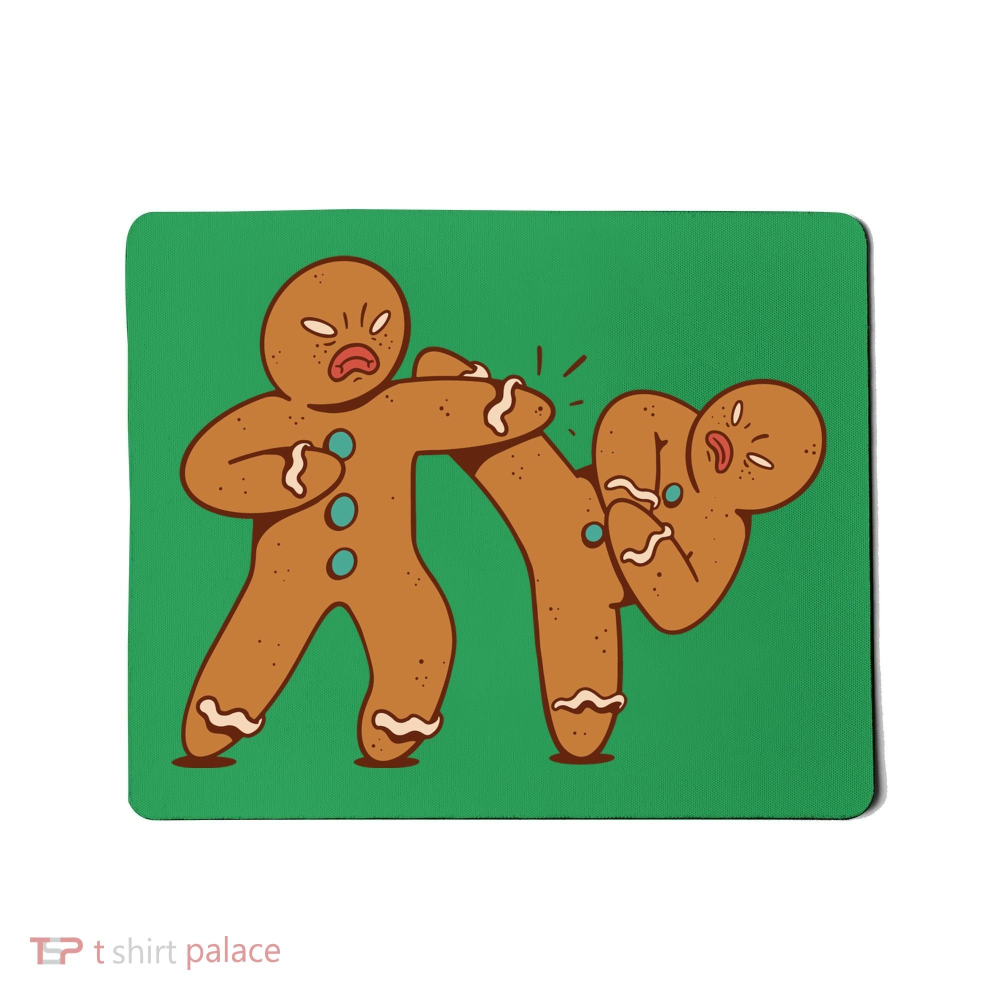 Gingerbread Fight Funny Holiday Mousepad