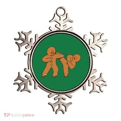 Gingerbread Fight Funny Holiday Ornament