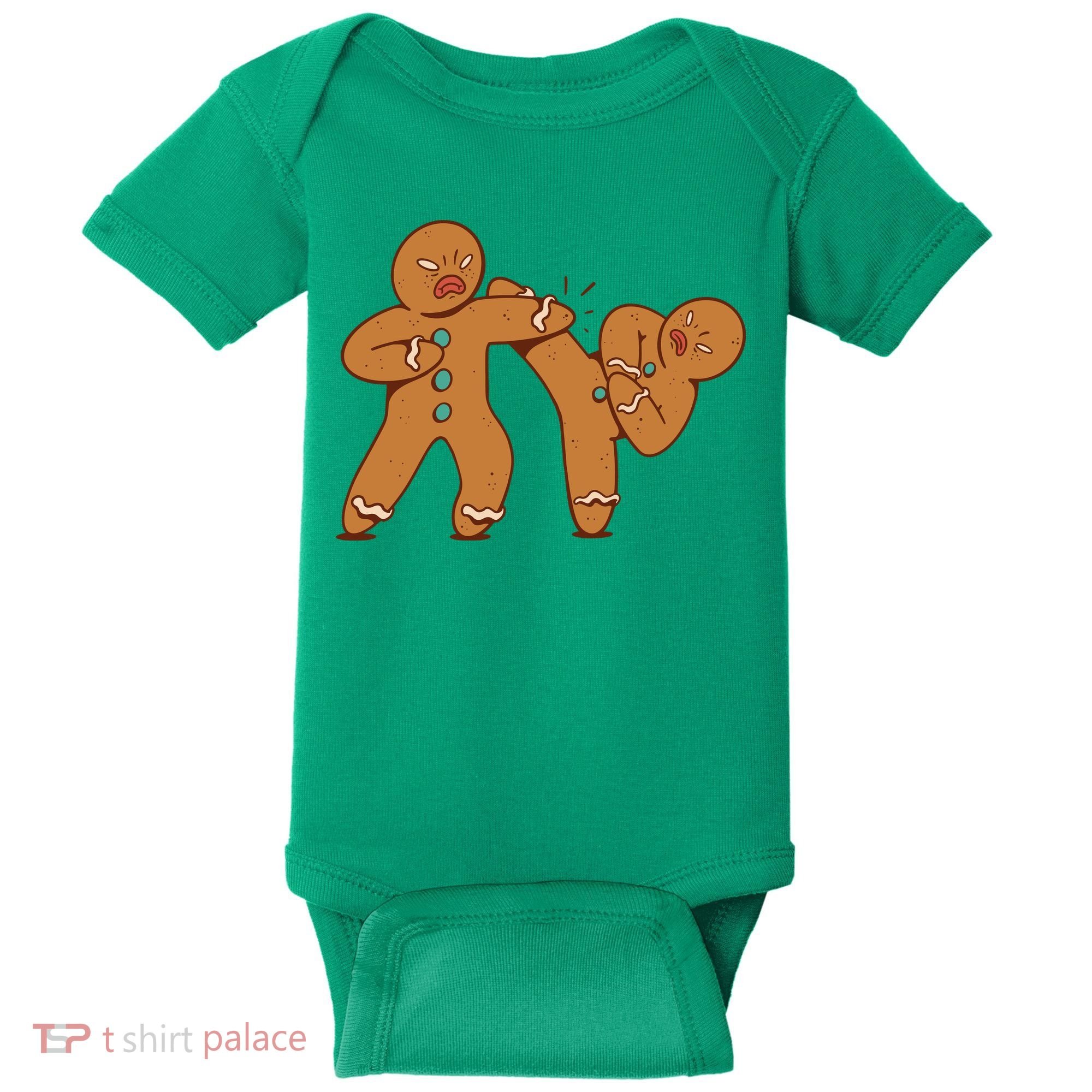 Gingerbread Fight Funny Holiday Baby Bodysuit
