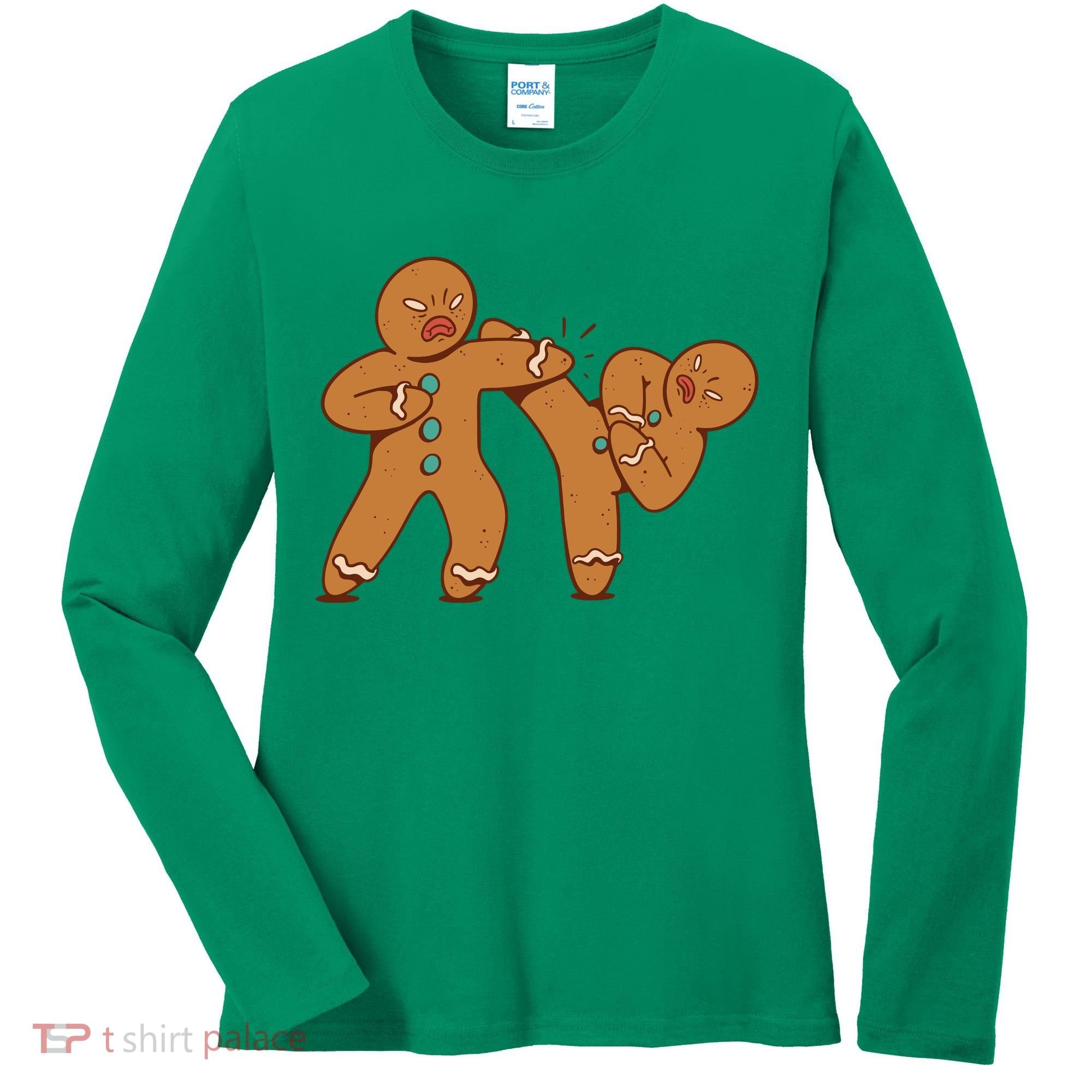 Gingerbread Fight Funny Holiday Women's Long Sleeve Shirt