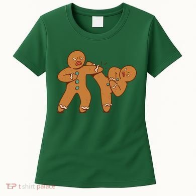Gingerbread Fight Funny Holiday Women's T-Shirt