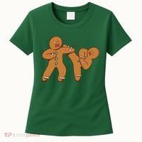 Gingerbread Fight Funny Holiday Women's T-Shirt thumb 0