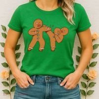 Gingerbread Fight Funny Holiday Women's T-Shirt thumb 2