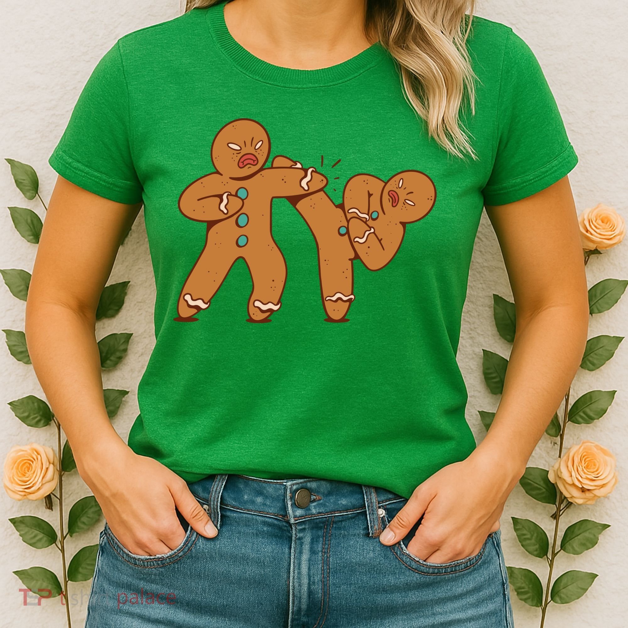 Gingerbread Fight Funny Holiday Women's T-Shirt