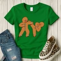 Gingerbread Fight Funny Holiday Women's T-Shirt thumb 3