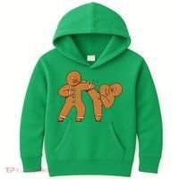 Gingerbread Fight Funny Holiday Kids Hoodie thumb 0