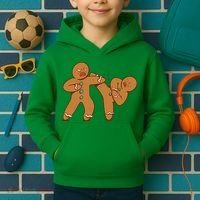 Gingerbread Fight Funny Holiday Kids Hoodie thumb 2