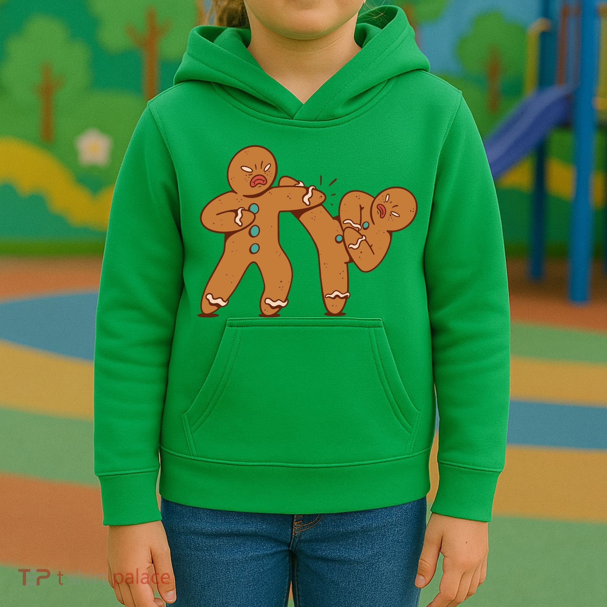 Gingerbread Fight Funny Holiday Kids Hoodie