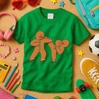 Gingerbread Fight Funny Holiday Kids T-Shirt thumb 3