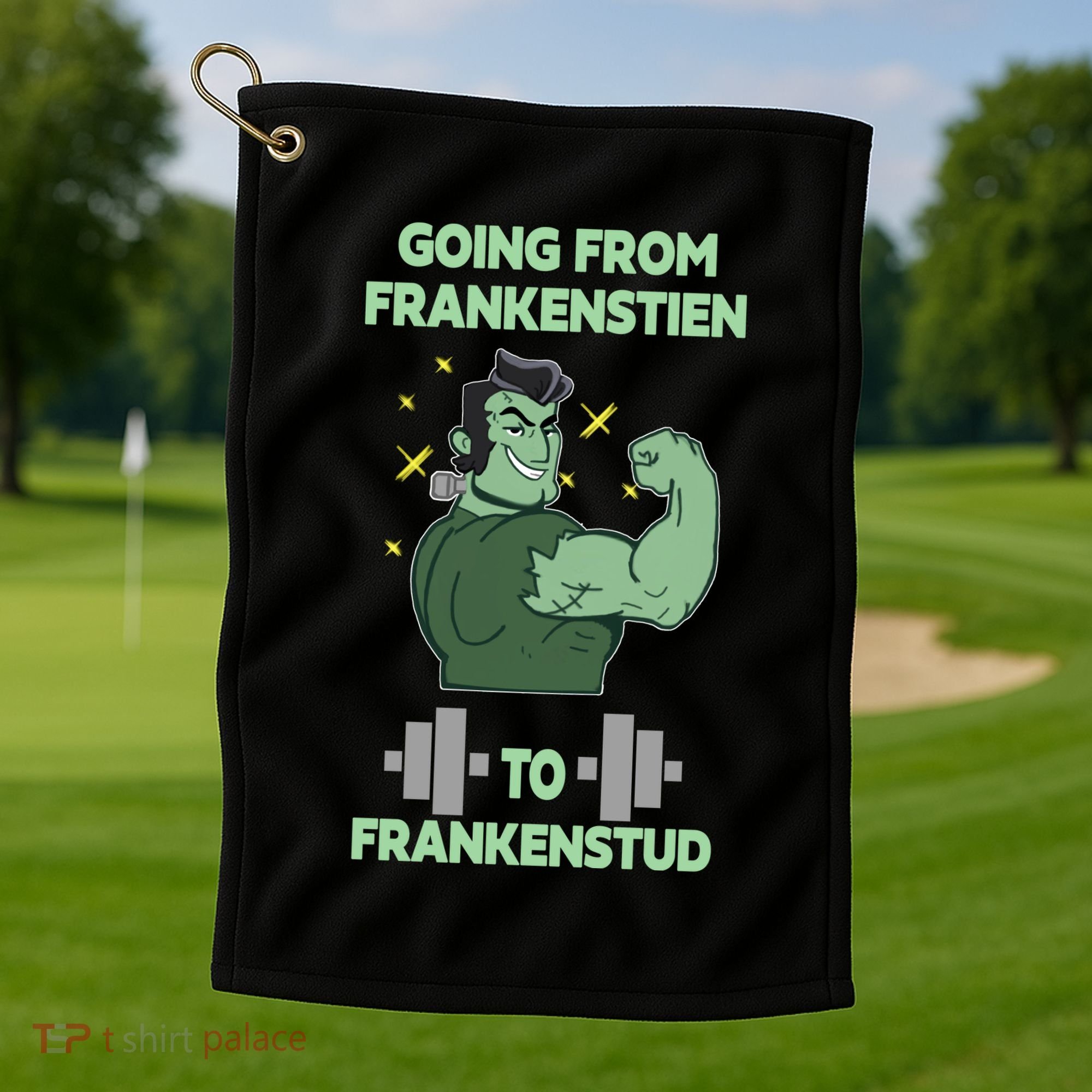 Going From Frankenstein To Frankenstud Golf Towel