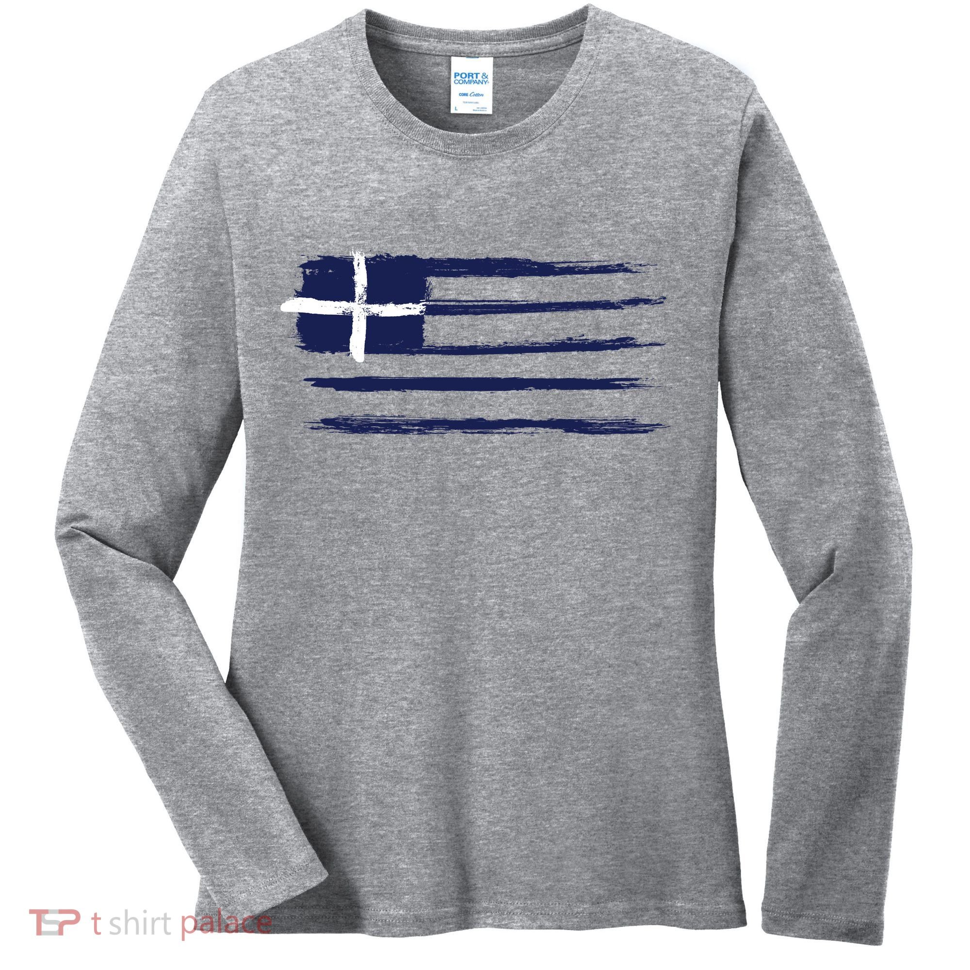 Greece Flag Women's Long Sleeve Shirt