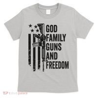 GOD FAMILY GUNS FREEDOM Gun Rights Faith Jesus Camo T-Shirt thumb 0