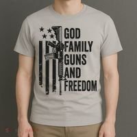 GOD FAMILY GUNS FREEDOM Gun Rights Faith Jesus Camo T-Shirt thumb 3