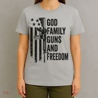 GOD FAMILY GUNS FREEDOM Gun Rights Faith Jesus Camo T-Shirt thumb 4