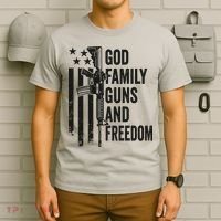 GOD FAMILY GUNS FREEDOM Gun Rights Faith Jesus Camo T-Shirt thumb 6